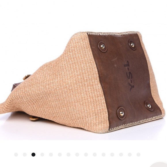 🥳!! Yves Saint Laurent Raffia and Leather Brown Tote. - Picture 7 of 9
